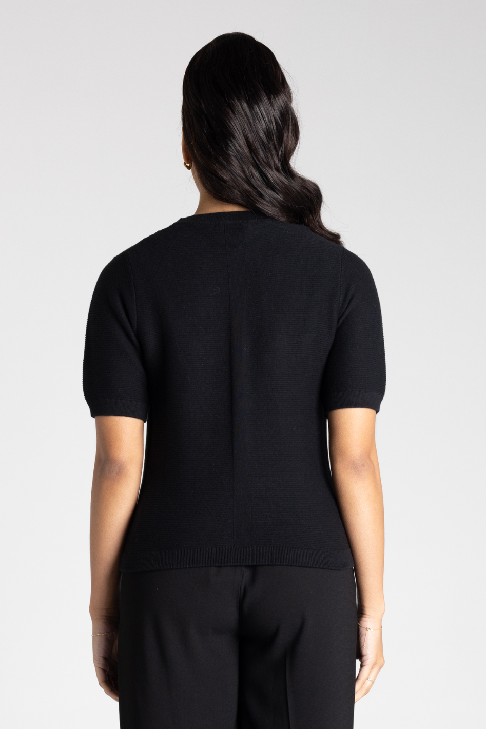Two T's Short Sleeve Knit Crew in Black
