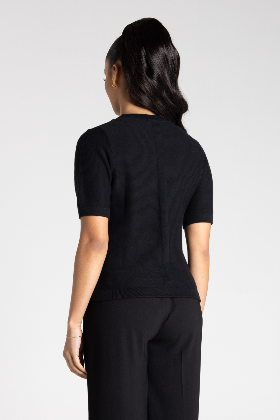 Two T's Short Sleeve Knit Crew in Black