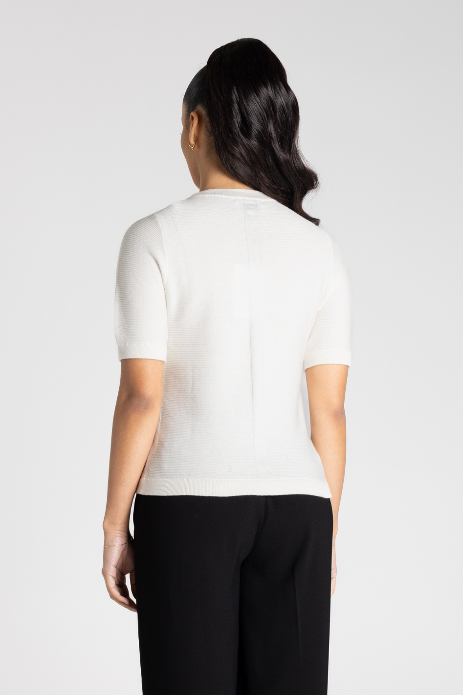 Two T's Short Sleeve Knit Crew | Ivory | 3301