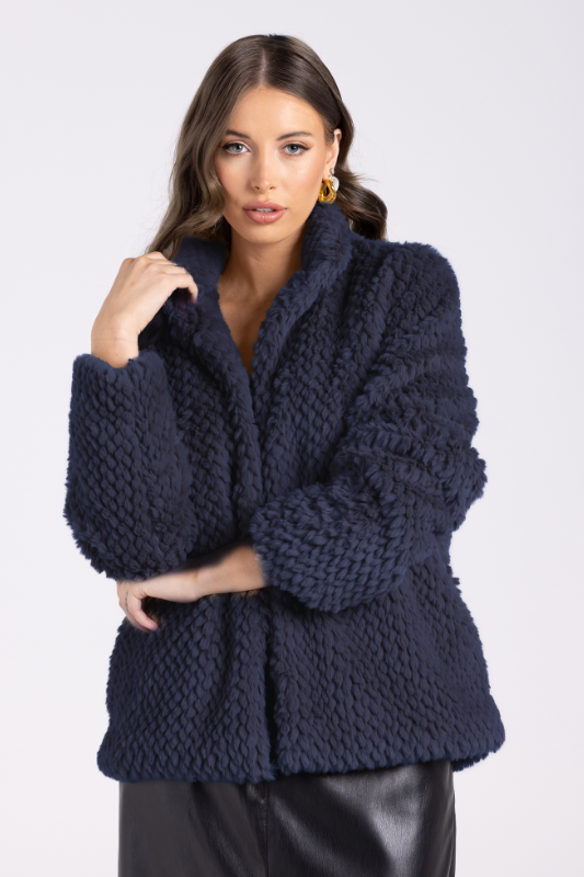 Two T's Short Teddy Coat | Navy