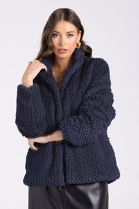 Two T's Short Teddy Coat | Navy