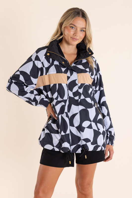 Two T's Puzzle Print Spray Jacket