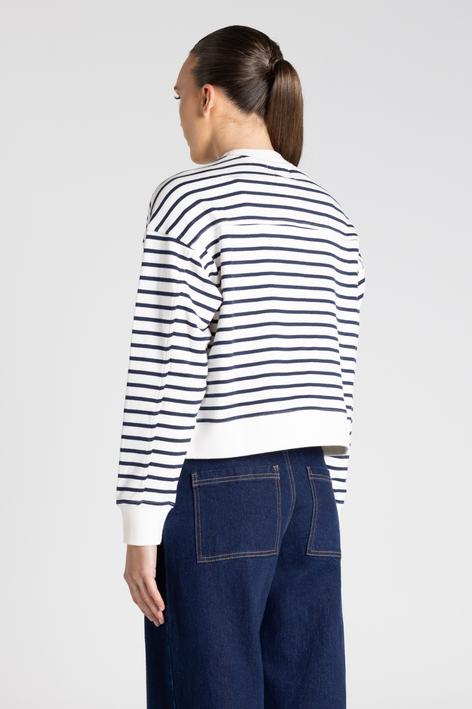 Two T's Stripe Sweat with Embroidered Logo 