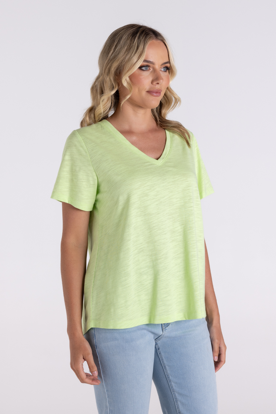 Two T's V Neck T-Shirt | Lime | 3118
