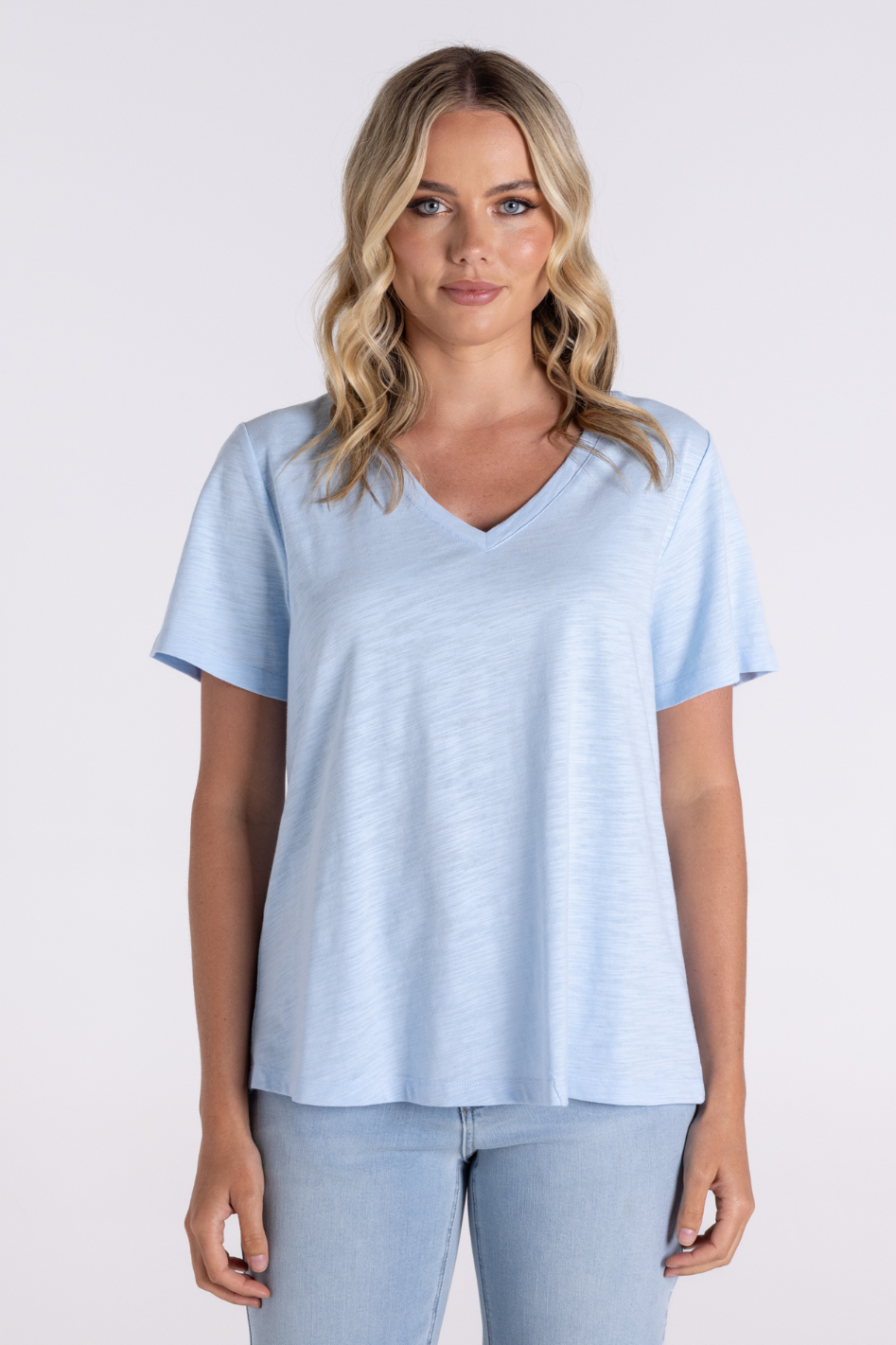 Two T's V Neck T-Shirt | Pale Blue | 3118
