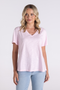 Two T's V Neck T-Shirt | Pink | 3118