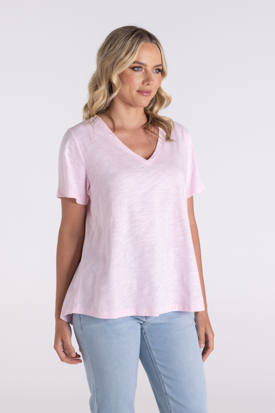 Two T's V Neck T-Shirt | Pink | 3118