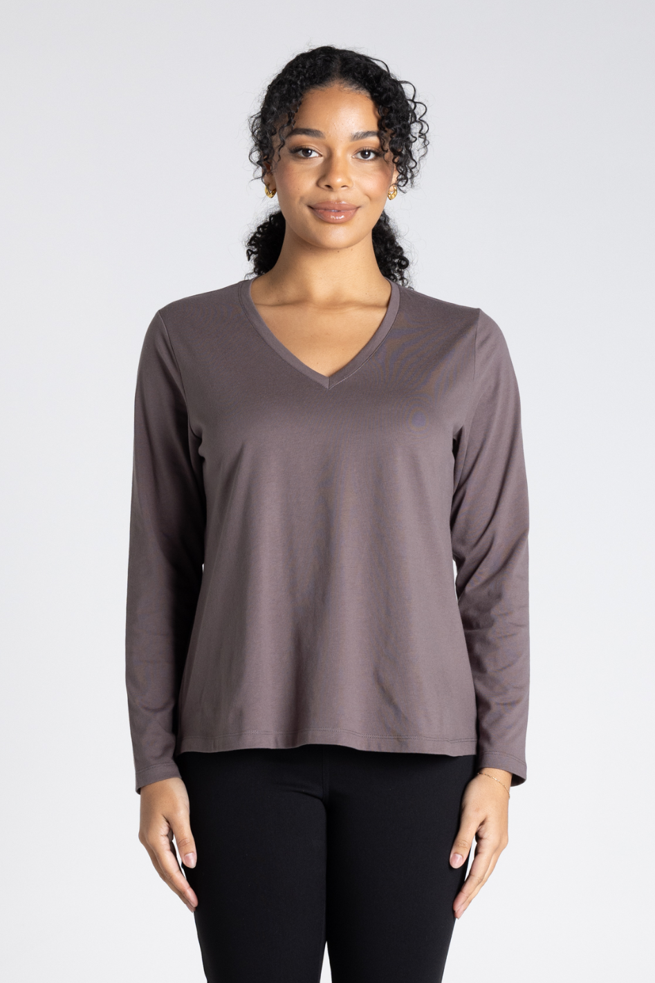 Two T's V-Neck Long Sleeve T-Shirt | Slate | 3345