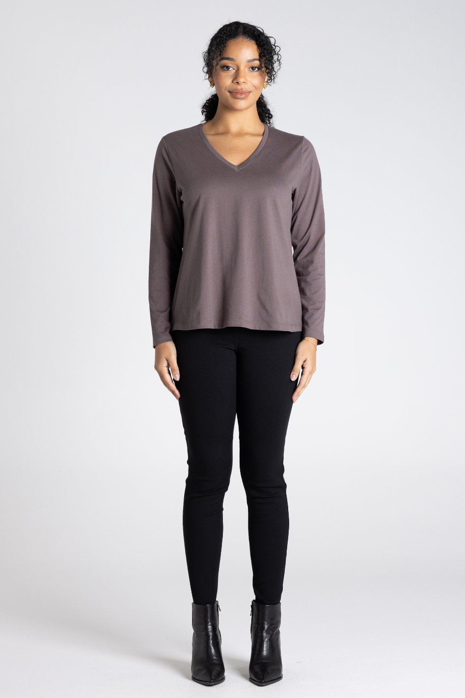 Two T's V-Neck Long Sleeve T-Shirt | Slate | 3345