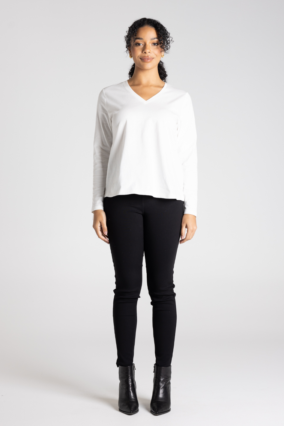Two T's V-Neck Long Sleeve T-Shirt | White | 3345