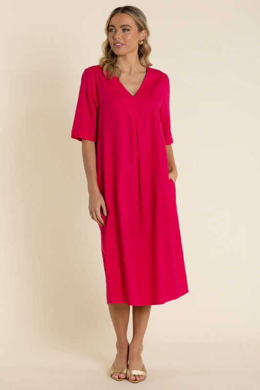 Two T's V Neck Midi Dress | Cherry