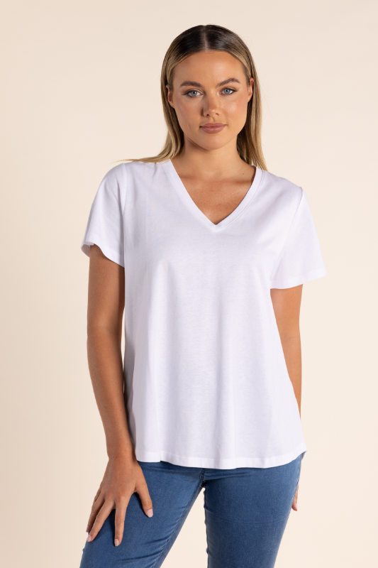 Two T's V Neck T-Shirt in White