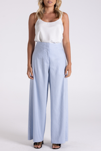 Two T's Linen Viscose Wide Leg Pant | Ice Blue | 3190
