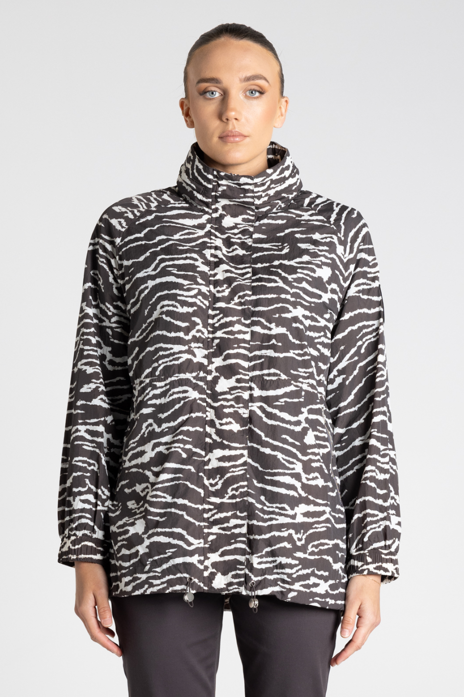Two T's Zebra Print Spray Jacket 