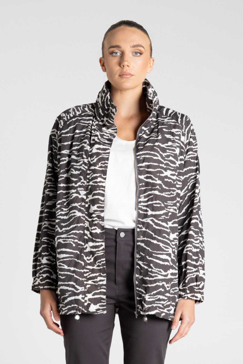 Two T's Zebra Print Spray Jacket 