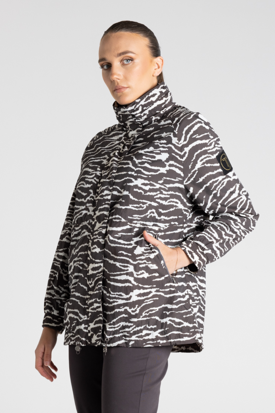 Two T's Zebra Print Spray Jacket 