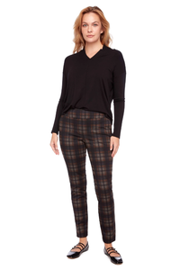 Up! Ballina Plaid Full Length Ponte Pant | 68238UP