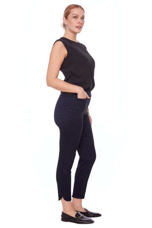 Up! Blaze Petal-Slit Techno Ankle Pant | Blue/Black | 68230UP