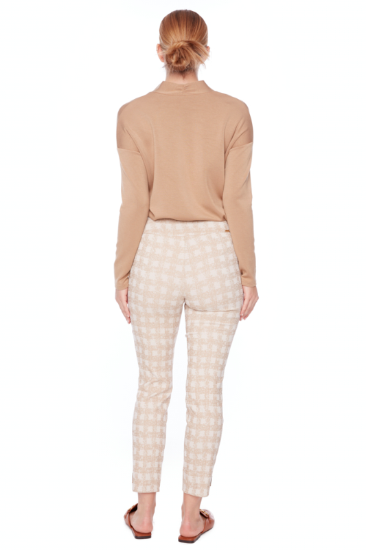 Up! Ecru Plaid Techno Ankle Pant | Ecru | 68234UP