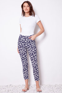 Up! Petal-Slit Ankle Pant 28inch | Florist Petal Print | 68422