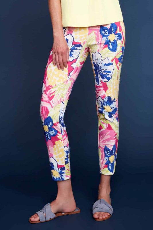 Up! Petal-Slit Ankle Pant 28inch | Maui Print | 68475