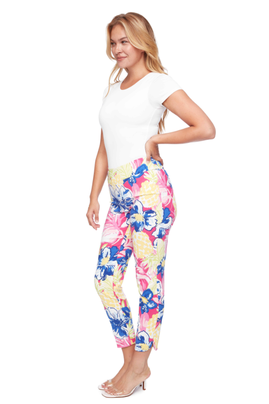 Up! Petal-Slit Ankle Pant 28inch | Maui Print | 68475