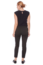 Load image into Gallery viewer, Up! Petal Slit Techno Ankle Pant | Black/Grey Check | 65027aUP
