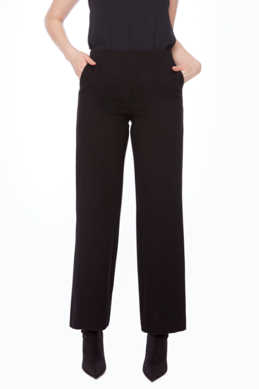 Up! Solid Ponte Wide Leg Pant | Black | 68237UP