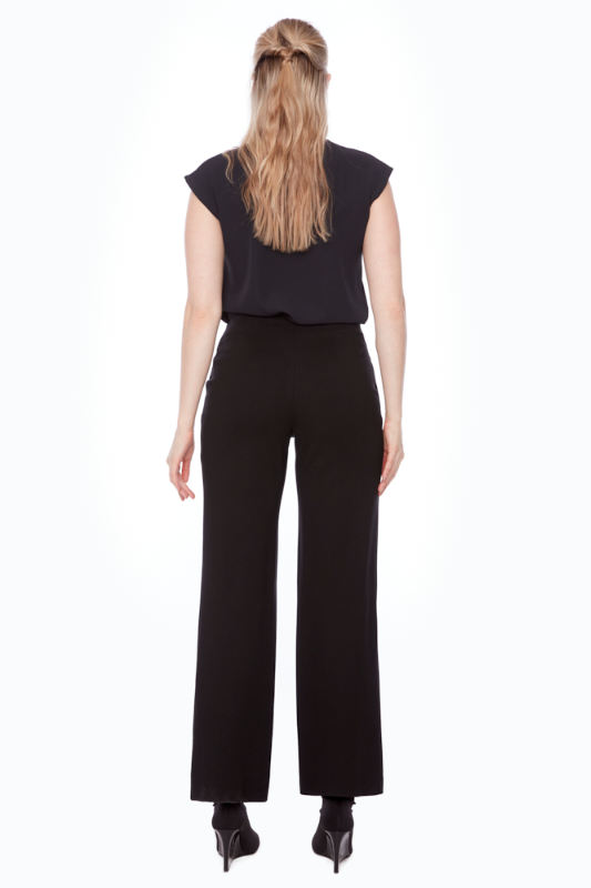 Up! Solid Ponte Wide Leg Pant | Black | 68237UP
