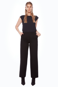 Up! Solid Ponte Wide Leg Pant | Black | 68237UP