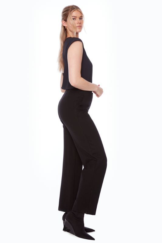 Up! Solid Ponte Wide Leg Pant | Black | 68237UP