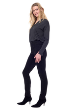 Load image into Gallery viewer, Up! Vegan Suede Slim Full-Length Pant in Black
