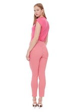 Load image into Gallery viewer, Up Pink Houndstooth Slim Ankle Pant
