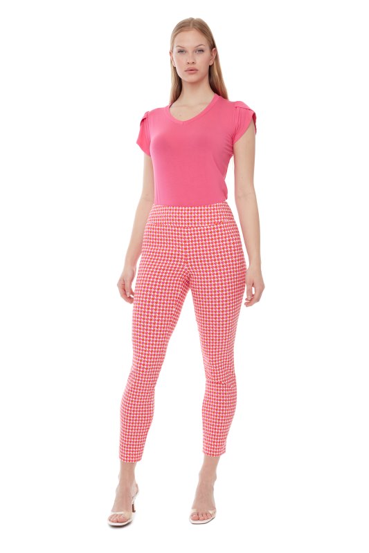 Up Pink Houndstooth Slim Ankle Pant