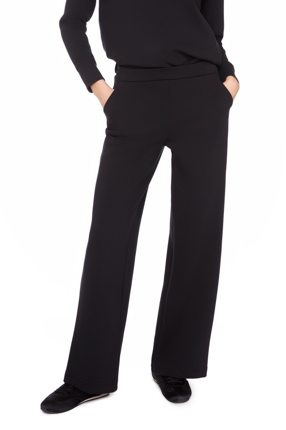 Up! Wide Leg Malibu Full Length Pant in Black