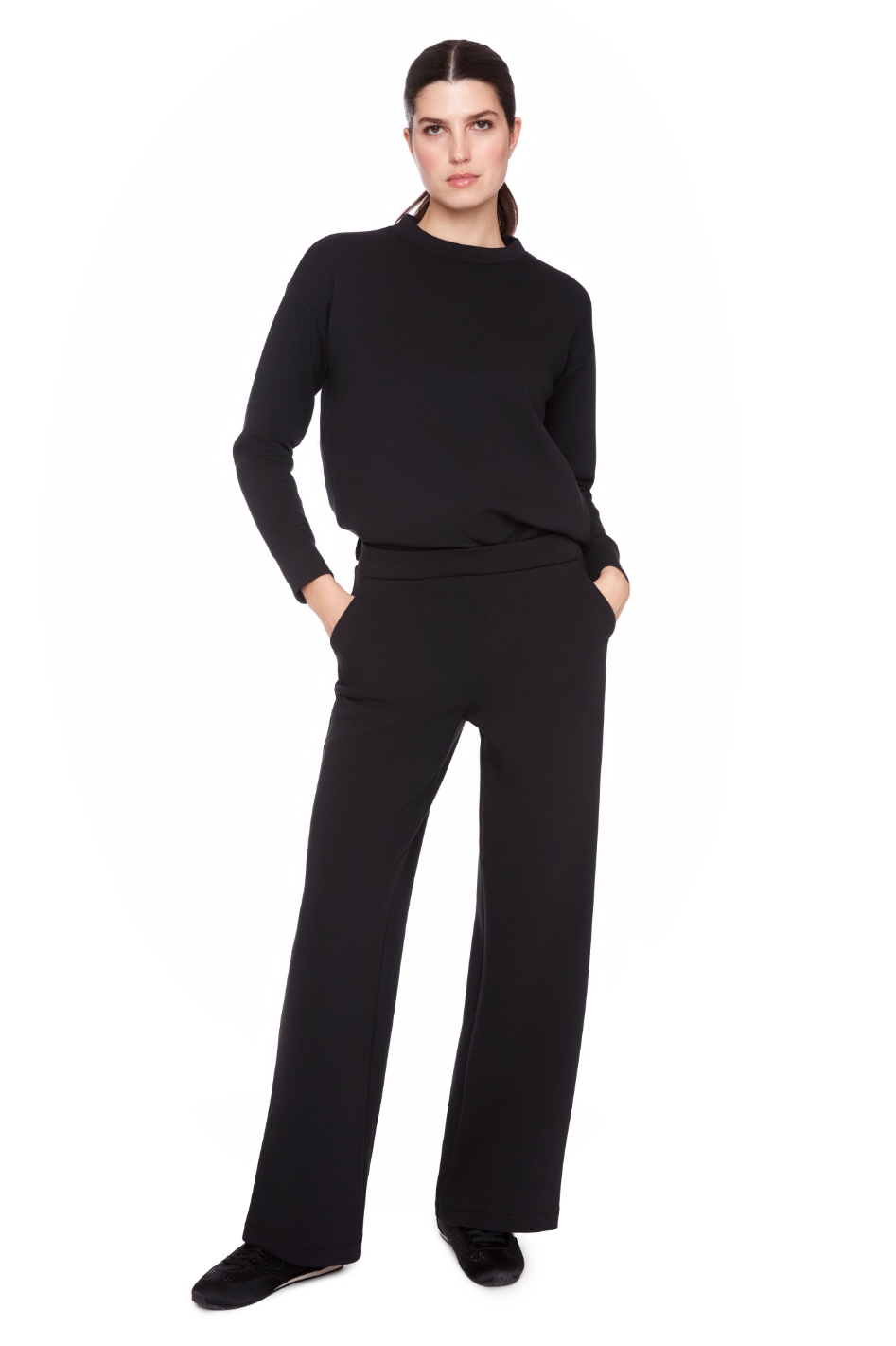 Up! Wide Leg Malibu Full Length Pant in Black
