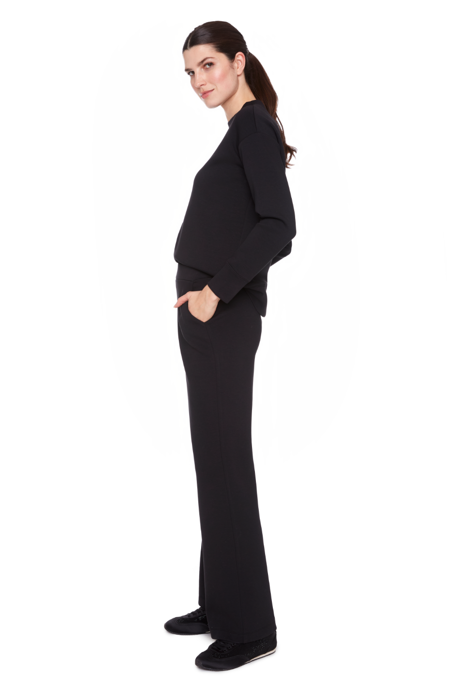 Up! Wide Leg Malibu Full Length Pant in Black