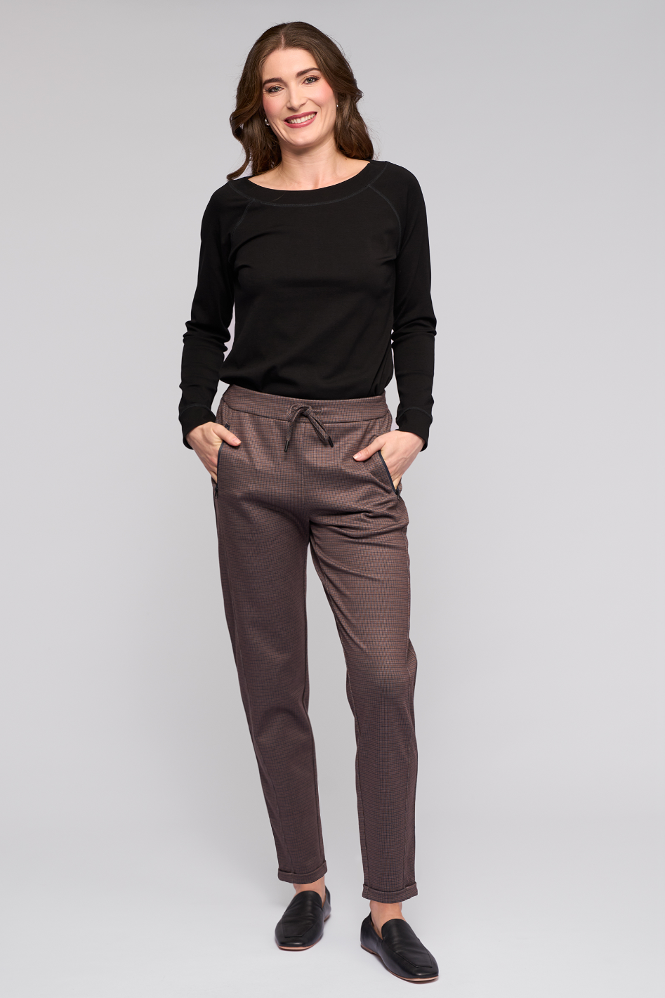 Vassalli Brooklyn Pant in Chocolate Check