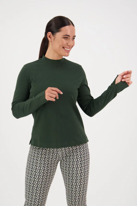 Vassalli High Neck Top with Side Splits