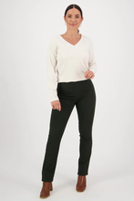 Load image into Gallery viewer, Vassalli Slim Leg Full Length Knit Denim Pull On in Forest
