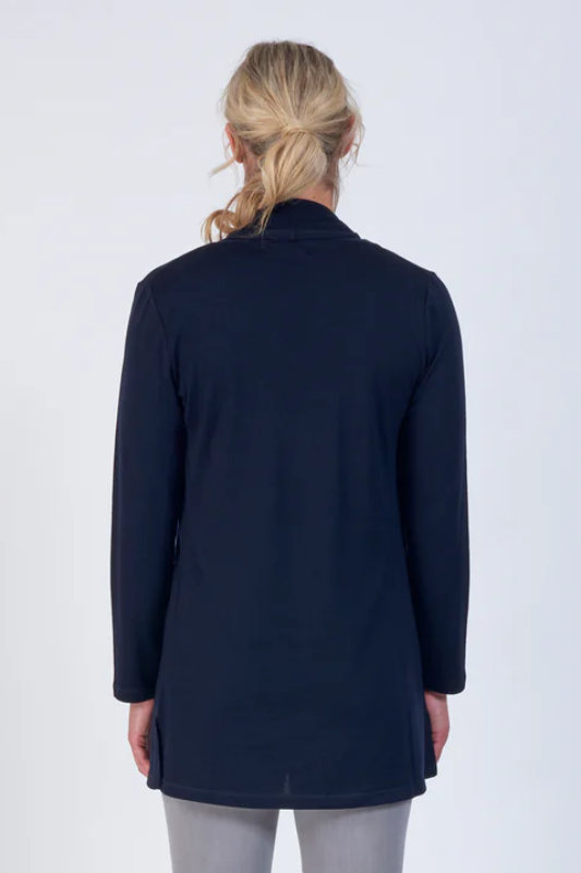 Vassalli 100% Merino Longline Relaxed Open Cardi | Ink
