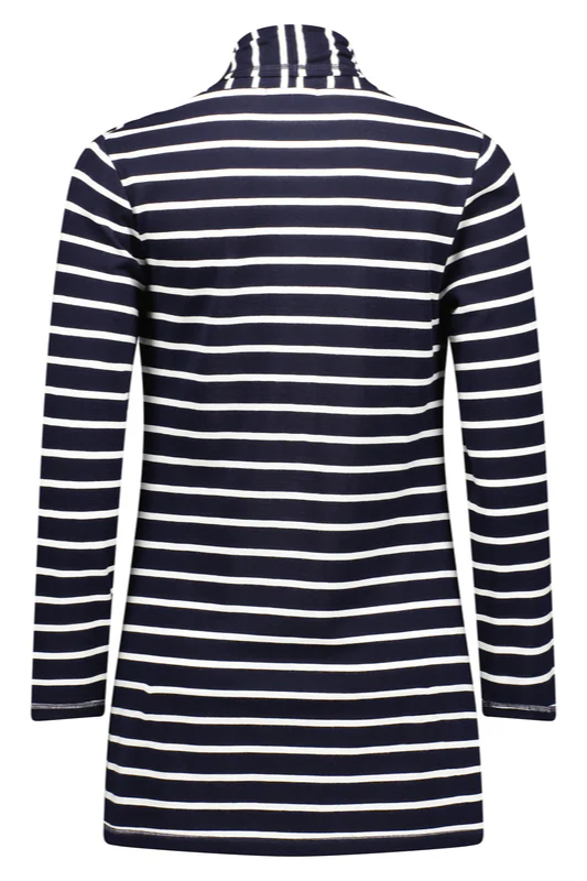 Vassalli 100% Merino Longline Relaxed Open Cardi | Ink Stripe