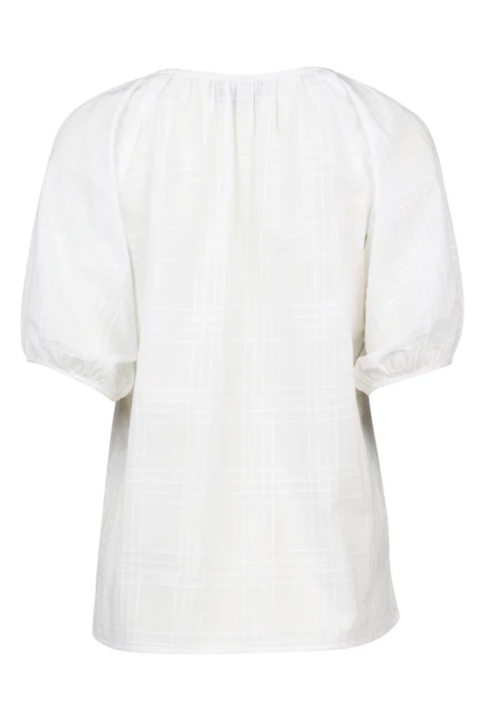 Vassalli Plain V Neck Top | White Check | 4454