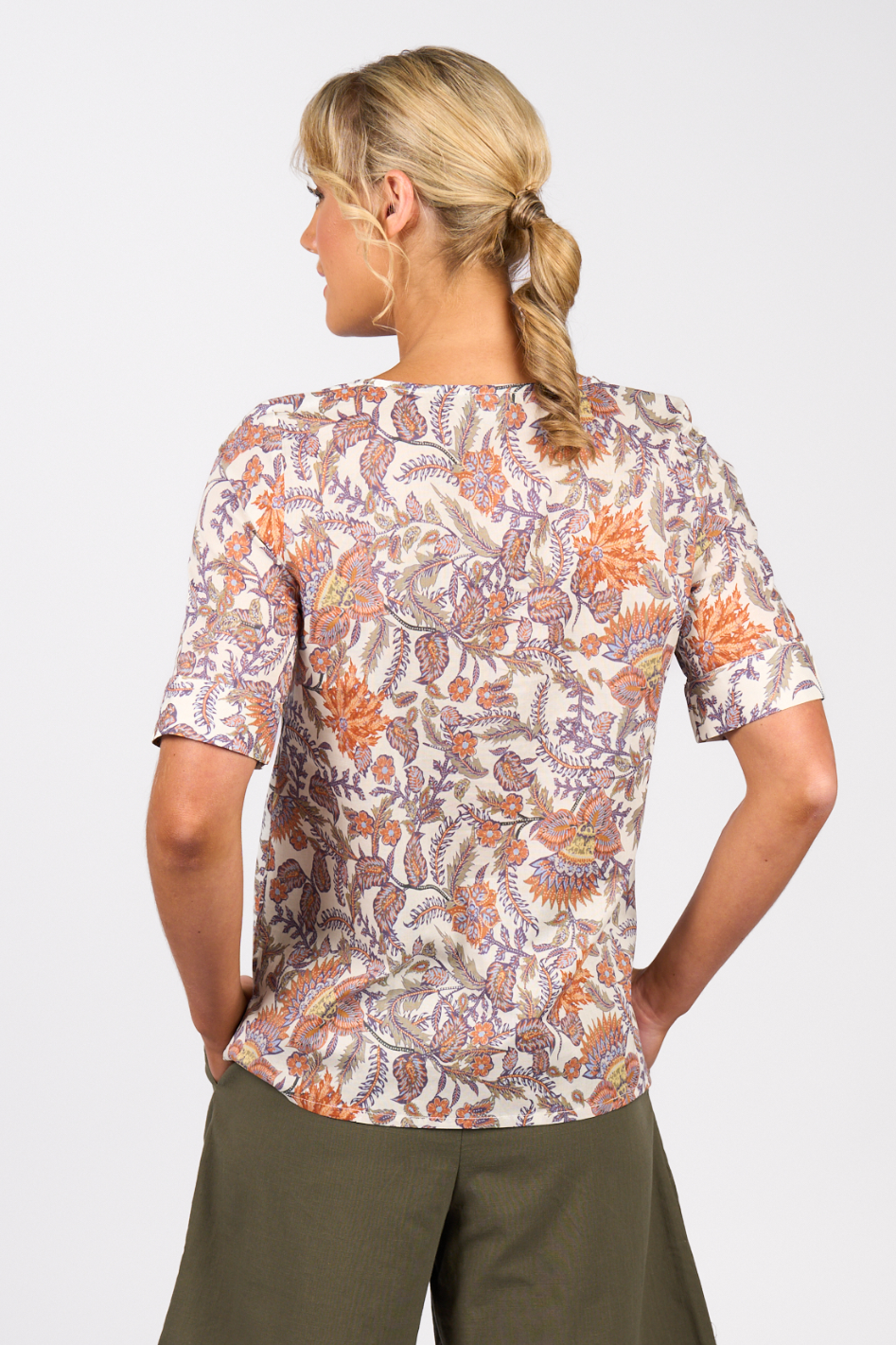 Vassalli Round Neck Top in Tuscany Print