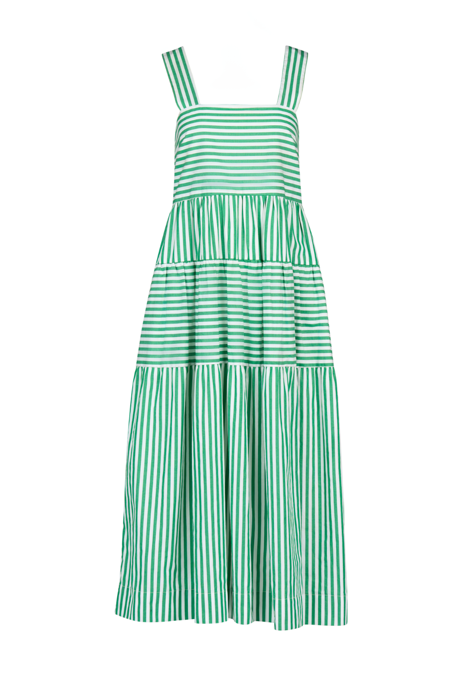 Vassalli Tiered Dress in Clover Stripe