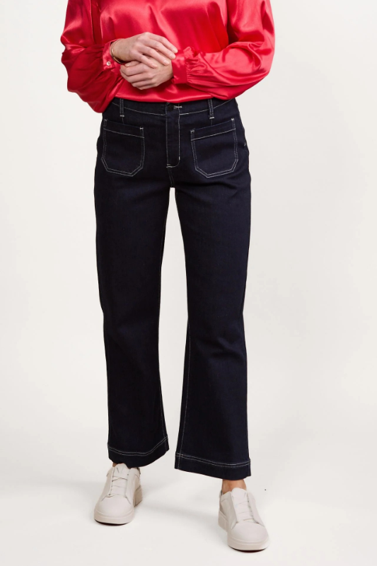 Vassalli Wide Leg Ankle Grazer Jean | Ink Denim | 5995A