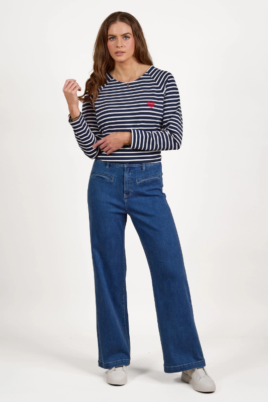 Vassalli Wide Leg Full Length Jean | Blue Wash | 5015