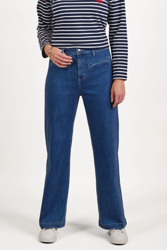 Vassalli Wide Leg Full Length Jean | Blue Wash | 5015