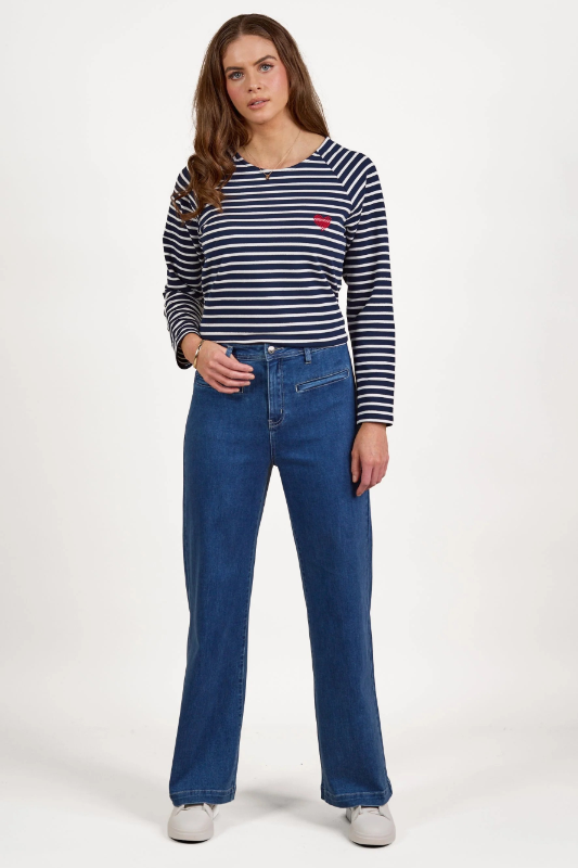 Vassalli Wide Leg Full Length Jean | Blue Wash | 5015