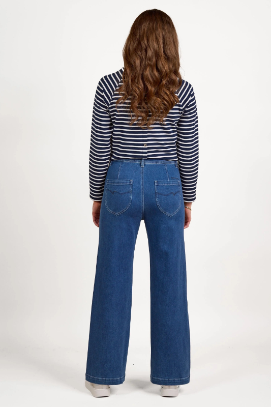 Vassalli Wide Leg Full Length Jean | Blue Wash | 5015